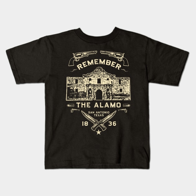 Remember The Alamo San Antonio Texas Pride Kids T-Shirt by bigraydesigns